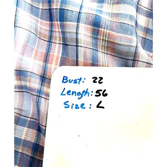 J. Jill love linen maxi dress plaid blue resortwear beach coastal casual women L - Picture 9 of 9